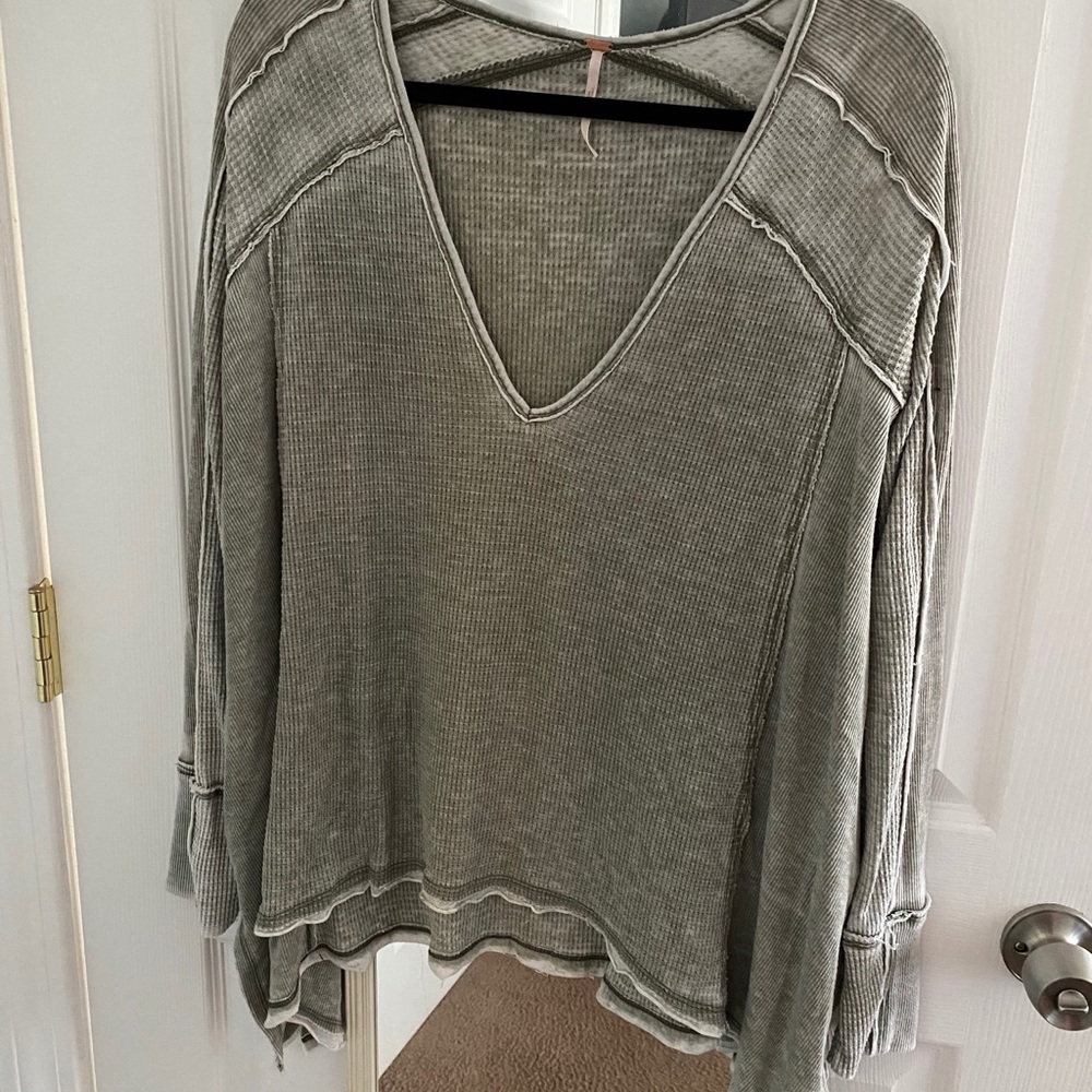 Free People washed waffle top